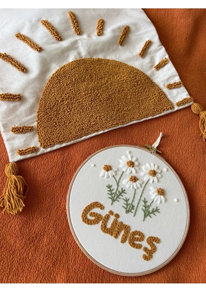 Punch Işlemeli Isimli Kapı Süsü ve Takı Yastığı Takımı,bebek Hediyelik (Iç Dolgusuz)