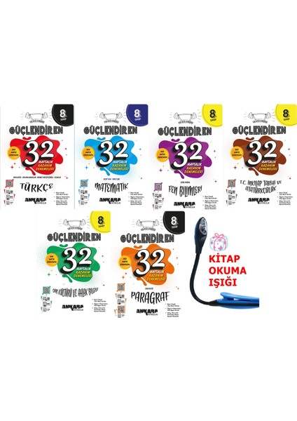 8.Sınıf Ful Tüm Dersler Güçlendiren 32 Haftalık Deneme Set + Kitap Okuma Işığı