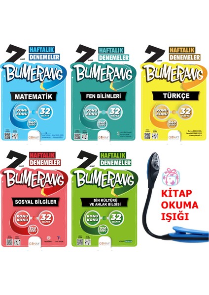 7. Sınıf Tüm Dersler Bumerang 32 Haftalık Denemeler Ful Set + Kitap Okuma Işığı Hedediye