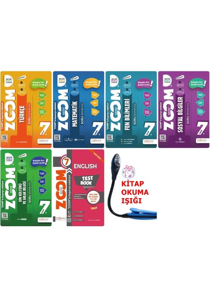 7. Sınıf Zoom Tüm Dersler Beceri Temelli Sorular Super Set + Kitap Okuma Işığı