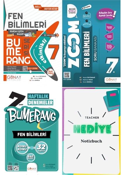2024 Güncel 7. Sınıf Fen Bilimleri Bumerang Zoom 32 Haftalık Denemeler Setleri Geliştirici Mükemmel Set