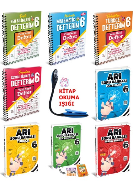 6.Sınıf Soru Seti Yeni Nesil Defter Etkinlik-Konu Seti Süper Set + Kitap Okuma Lambası