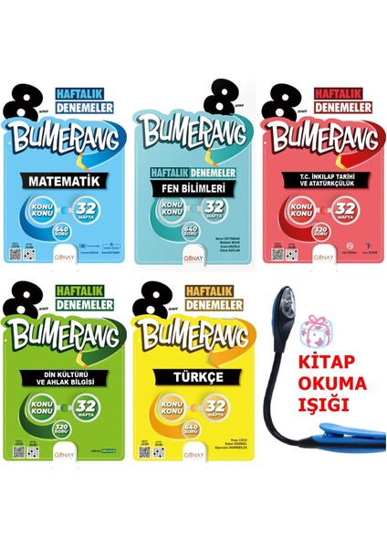 8. Sınıf Tüm Dersler Bumerang 32 Haftalıklar Popüler Set + Kitap Okuma Işığı