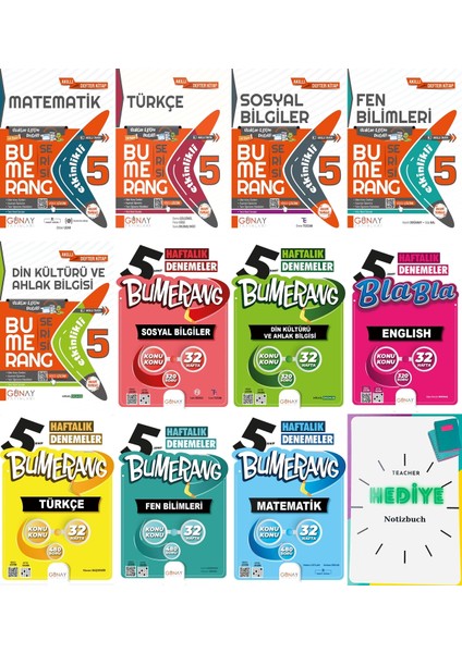 2024 Güncel 5. Sınıf Tüm Dersler Bumerang 32 Haftalık Denemeler Seti Etkinlik Anlatım