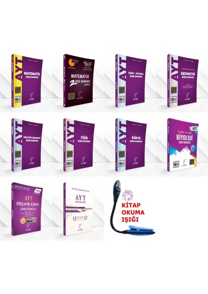 AYT Sayısal Tüm Dersler Soru Bankası Kazandıran Süper Set + 12'li Deneme + Kitap O