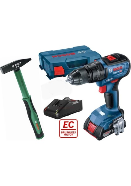 Gsb 18 V 50 Darbeli Kömürsüz Tek Batarya Şarjlı Matkap Vidalama ve Bosch 300 G Çekiç Hediye