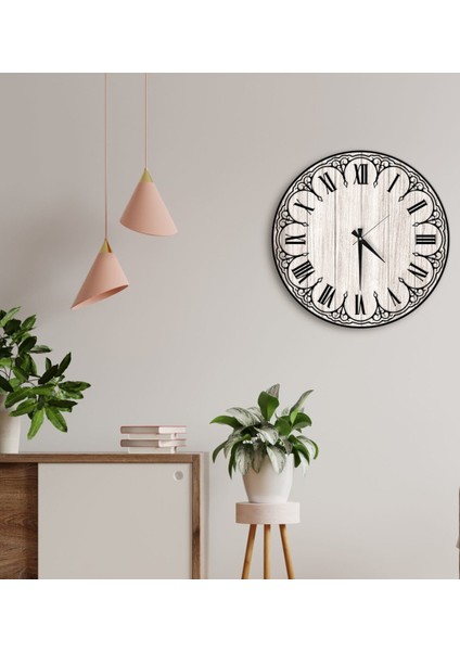 Dekoratif 45 cm Ahşap Duvar Saati-158