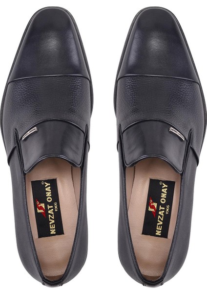 Siyah Bağcıksız Kösele Erkek Ayakkabı -89102- modelleri