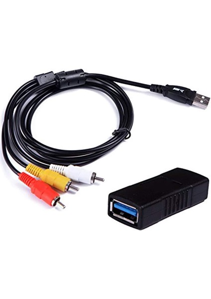 Tv/pc Için Rca - USB Ses/video A/v Kamera Kablosu + USB 3.0 F/f Adaptörü (Yurt Dışından)