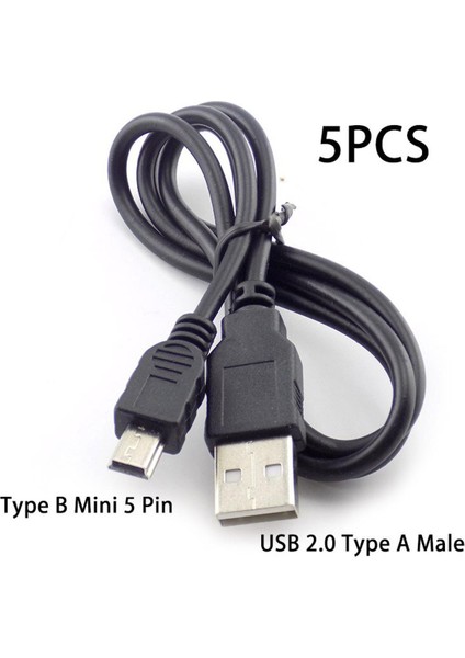 5 Adet Yüksek Hızlı USB 2.0 Mini USB 5-Pin Senkronizasyon Kablosu Veri Şarj Güç Uzatma Kablosu Konektörü Splitter Mp3 Mp4 W17 (Yurt Dışından)