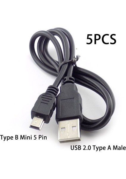 5 Adet Yüksek Hızlı USB 2.0 Mini USB 5-Pin Senkronizasyon Kablosu Veri Şarj Güç Uzatma Kablosu Konektörü Splitter Mp3 Mp4 W17 (Yurt Dışından)