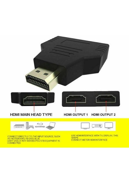 Ps4 Xbox Hdtv Projektör Için HDMI Uyumlu 1'i 2 Arada Çıkış Için 1080P Projeksiyon Ayırıcı Adaptör Dönüştürücü (Yurt Dışından)