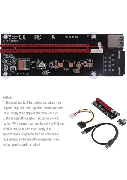 Pcıe Pcı-E Express 1x 16X Genişletici Yükseltici Kart Adaptörü 4pin USB 3.0 Uzatma Kablosu Btc Madenci Için Grafik Yükseltici (Yurt Dışından)