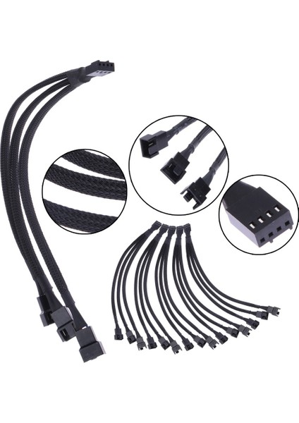 4 Pin Uzatma Kablosu Cpu Anakart Pwm Fan 1 Ila 3 Yollu Konnektör Splitter Pratik Ofis Taşınabilir Kollu Kalaylı Bakır (Yurt Dışından)
