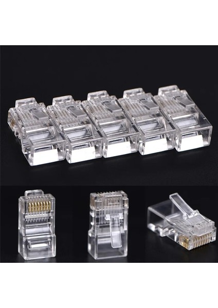 50 Adet RJ45 Cat5 CAT5E Cat6 Modüler Konnektör Fişi 8P8C Bilgisayarlar Için Fiş Adaptörü Kristal Ağ (Yurt Dışından) fırsatları