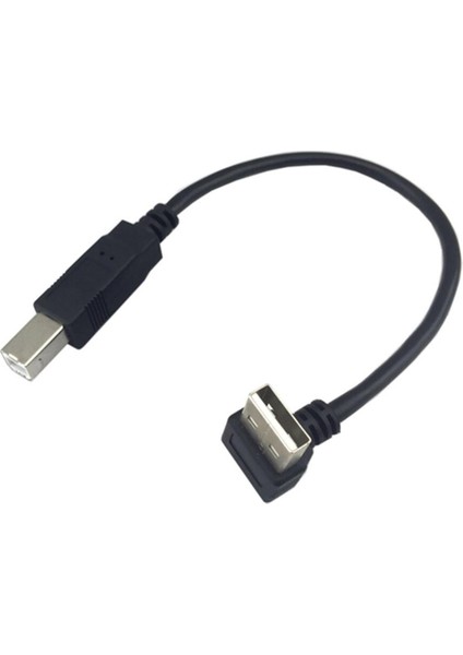 Yukarı Açılı 90 Derece USB 2,0 Konnektör Tipi B Yazıcı Tarayıcı Sabit Diski Için Konnektör Kablosu 20CM Örgü Korumalı (Yurt Dışından)
