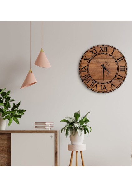 Dekoratif 45 cm Ahşap Duvar Saati-155