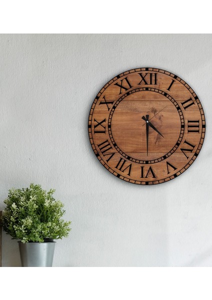 Dekoratif 45 cm Ahşap Duvar Saati-155