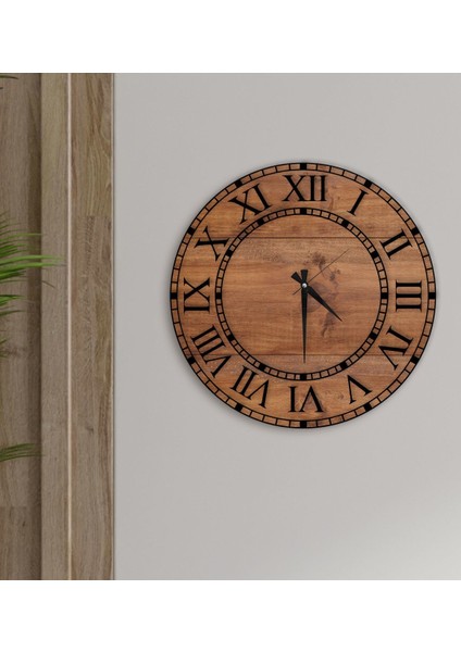 Dekoratif 45 cm Ahşap Duvar Saati-155