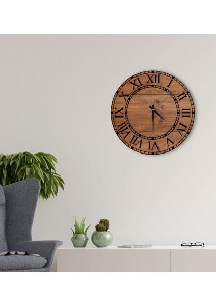 Dekoratif 45 cm Ahşap Duvar Saati-155