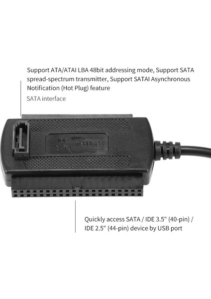 HDD Tak ve Çalıştır Usb'den Ide Kablosuna USB 2.0'dan Ide/sata 2.5'e (Yurt Dışından)