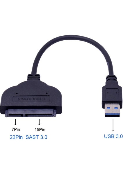 Chıpal 5 Gbps USB 3.0 Sata 3.0 Kablo Adaptörü Usb3.0 Seri Ata Iıı 7 + 15 22PIN Dönüştürücü Için 2.5in HDD Sabit Disk Sürücüsü (Yurt Dışından)