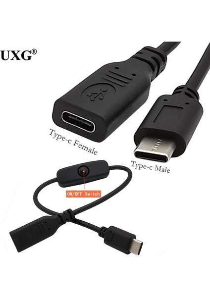 3A 22AWG Usb3.1 Type-C Erkekten Dişiye Şarj Uzatması Anahtar Kontrol Hattına Sahip Güç Kablosu Itmeli Anahtar Anahtar Kablosu 0,3 M (Yurt Dışından)