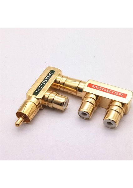 Adet/grup 1 Rca Erkek 2xrca Dişi Sağ Açı Ly Splitter Bakır Altın Kaplama Av Ses Video 90 Derece Adaptör Fiş Konnektörü (Yurt Dışından)