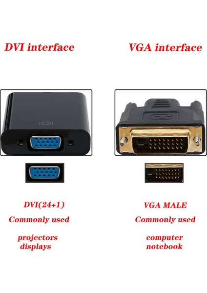 DVI Erkek - VGA Dişi Adaptör Için Full Hd 1080P Dvı-D - VGA24 + 1 25PIN - 15PIN Kablo Dönüştürücü Pc Bilgisayar Monitörü Için (Yurt Dışından)