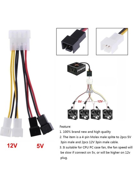 1 Adet 4-Pin Molex 3-Pin Fan Güç Kablosu Adaptör Konnektörü Bilgisayar Soğutma Fanı Kabloları Cpu Pc Bilgisayar Soğutma Aksesuarları (Yurt Dışından) fırsatları
