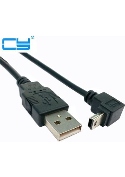 Aşağı Açılı 90 Derece Mini USB 2.0 B Tipi 5pin Erkek - USB Erkek Veri Kablosu 0,5 M (Yurt Dışından) fiyatları
