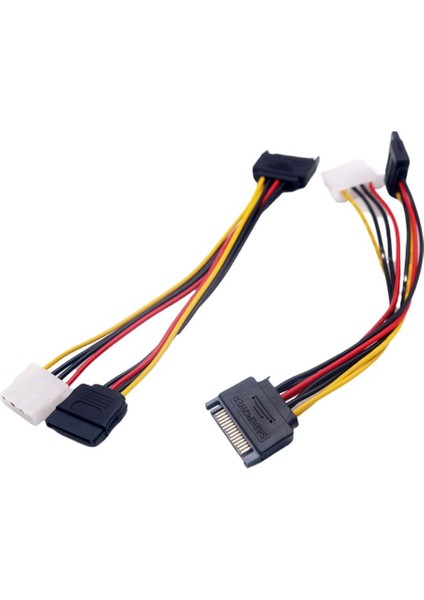 1 Adet 15 Pin Sata Erkek 4 Pin Ide Dişi + 15 Pin Sata Dişi Y Splitter Güç Adaptörü Bağlantı Kablosu (Yurt Dışından)