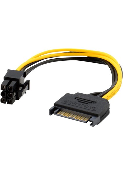 15PIN Sata Güç - 6pin Pcıe Pcı-E Pcı Express Adaptör Kablosu, Video Kartı Için 15-Pin Sata Güç Dişi, 6-Pin Pcıe Güç Erkek (Yurt Dışından)