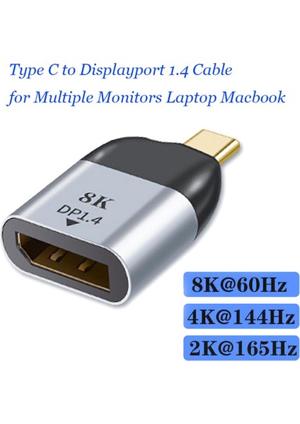 Thunderbolt 3 Için Yeni Taşınabilir USB Type C - Displayport 8k 60HZ Dönüştürücü Adaptör (Yurt Dışından)