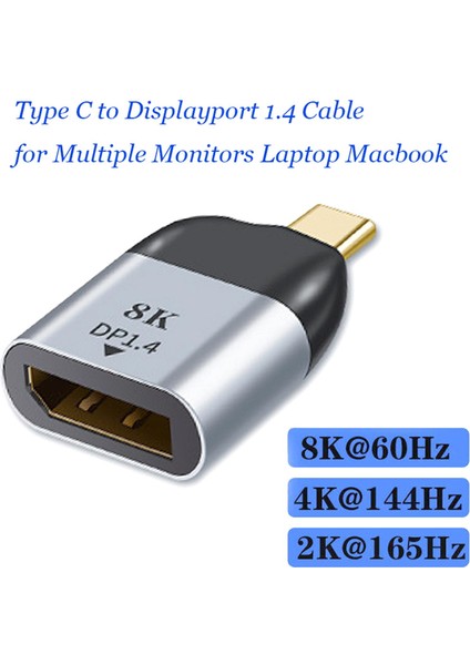 Thunderbolt 3 Için Yeni Taşınabilir USB Type C - Displayport 8k 60HZ Dönüştürücü Adaptör (Yurt Dışından)