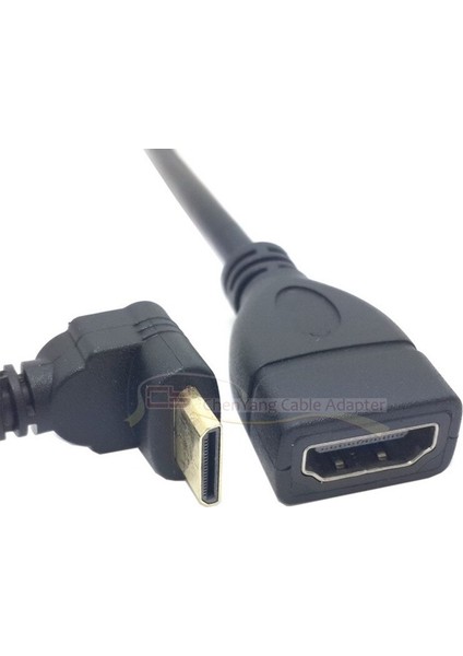 90 Derece Aşağı Sağ Açılı Mini HDMI Uyumlu Erkek - HDMI Uyumlu Dişi Adaptör Kablosu HDMI 10 cm Siyah (Yurt Dışından) fırsatları