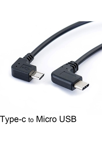 Sol Açı 90 Derece Mikro USB - Tip-C Kablo Dönüştürücü Otg Adaptör Veri Kablosu 25CM Kablo Siyah (Yurt Dışından) fiyatları