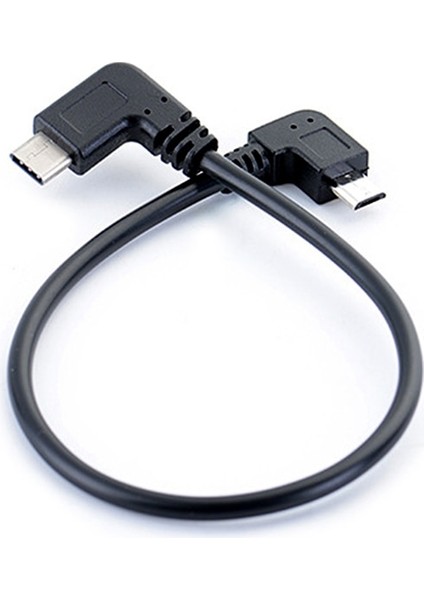 Sol Açı 90 Derece Mikro USB - Tip-C Kablo Dönüştürücü Otg Adaptör Veri Kablosu 25CM Kablo Siyah (Yurt Dışından) modelleri