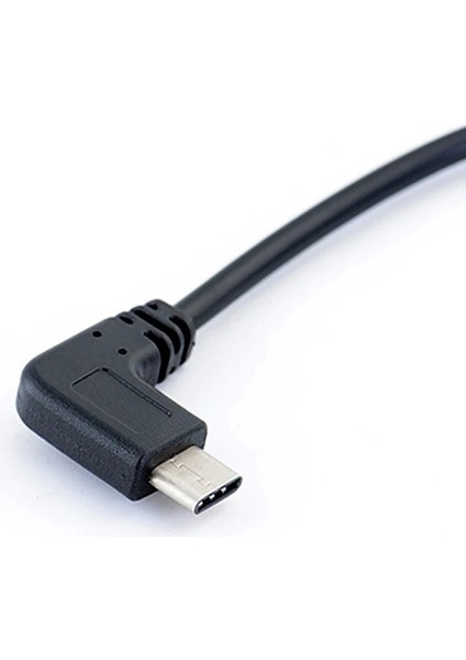 Sol Açı 90 Derece Mikro USB - Tip-C Kablo Dönüştürücü Otg Adaptör Veri Kablosu 25CM Kablo Siyah (Yurt Dışından) indirimleri