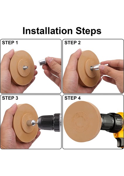 1 Takım 4 Inç Yapıştırıcı Sökücü Katı Lastik Tekerlek Yapıştırıcı Sökücü Aracı Ped ve Matkap Adaptörü ile (Yurt Dışından)