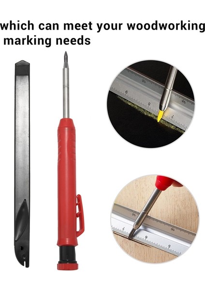 5 Adet Katı Marangoz Kalem Seti, 18 Yedek ve 1 Geri Çekilebilir Maket Bıçağı Mekanik Kurşun Kalem Işaretleme Aracı (Yurt Dışından)