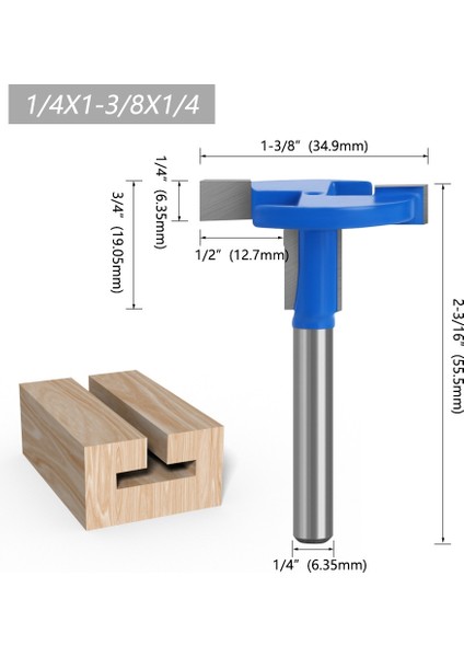 Freze Uçları Ağaç Işleme Freze Kesiciler Düz Kenar T Şekilli Bıçak 1/4 Inç Sap Çapı Planya Aracı Adaptörü (Yurt Dışından)