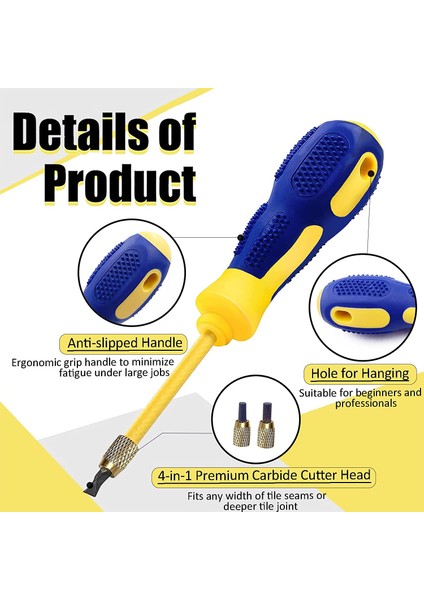 In 1 Fayans Harç Sökücü Harç Kazıma Tırmık Aracı 2 Karbür Alaşımlı Kafa Harç Sökücü Kazıyıcı (0.8mm,2mm,3mm,4mm) (Yurt Dışından) indirimleri