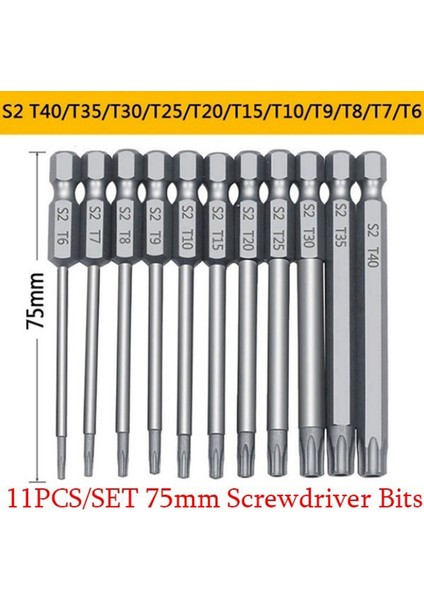 Lkpcıgcxm 12 Adet/takım 1/4 Inç Altıgen Şaft ve L Şekilli Anahtar Seti T6-T40 3 Inç Uzunluk S2 Çelik Torx Başlı Tornavida Matkap Seti Uçları (Yurt Dışından) modelleri
