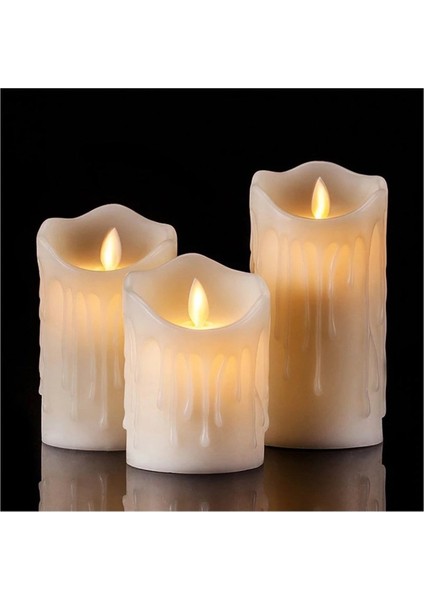 Alevli LED Mum Hareketli Alev Görünümlü Dekoratif Mum - 3lü Set fiyatları