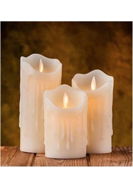 Alevli LED Mum Hareketli Alev Görünümlü Dekoratif Mum - 3lü Set indirimleri