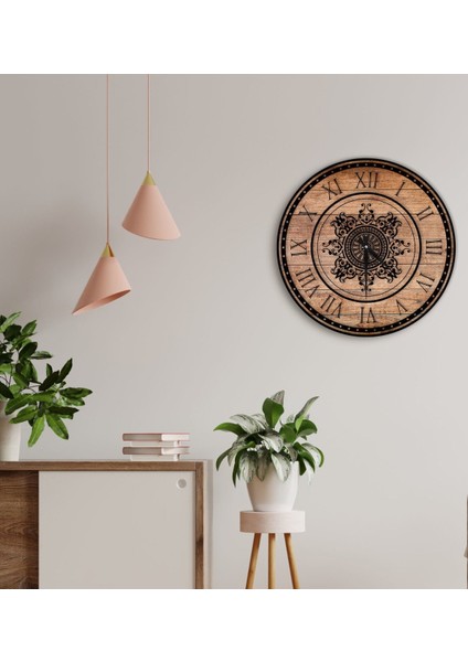 Dekoratif 45 cm Ahşap Duvar Saati-157