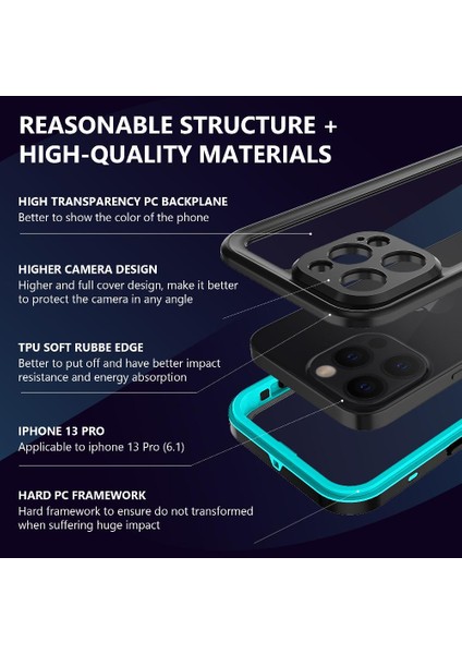 Iphone 13 Pro Için Ekran Koruyucu 12FT Askeri Dayanıklı IP68 Telefon Kılıfı (Yurt Dışından)
