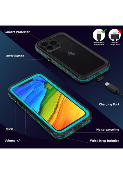 Iphone 13 Pro Için Ekran Koruyucu 12FT Askeri Dayanıklı IP68 Telefon Kılıfı (Yurt Dışından)