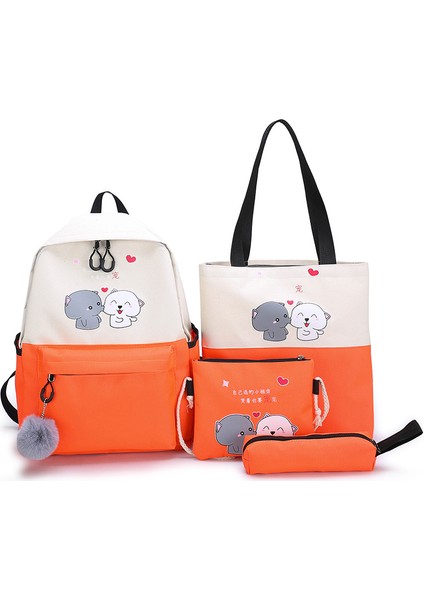 Okul Çantası Ilköğretim Okulu Dört Parça Seti 2022 Yeni Kampüs Sırt Çantası Hafif Sınıf Ders Çantası Kalem Çantası (Yurt Dışından)